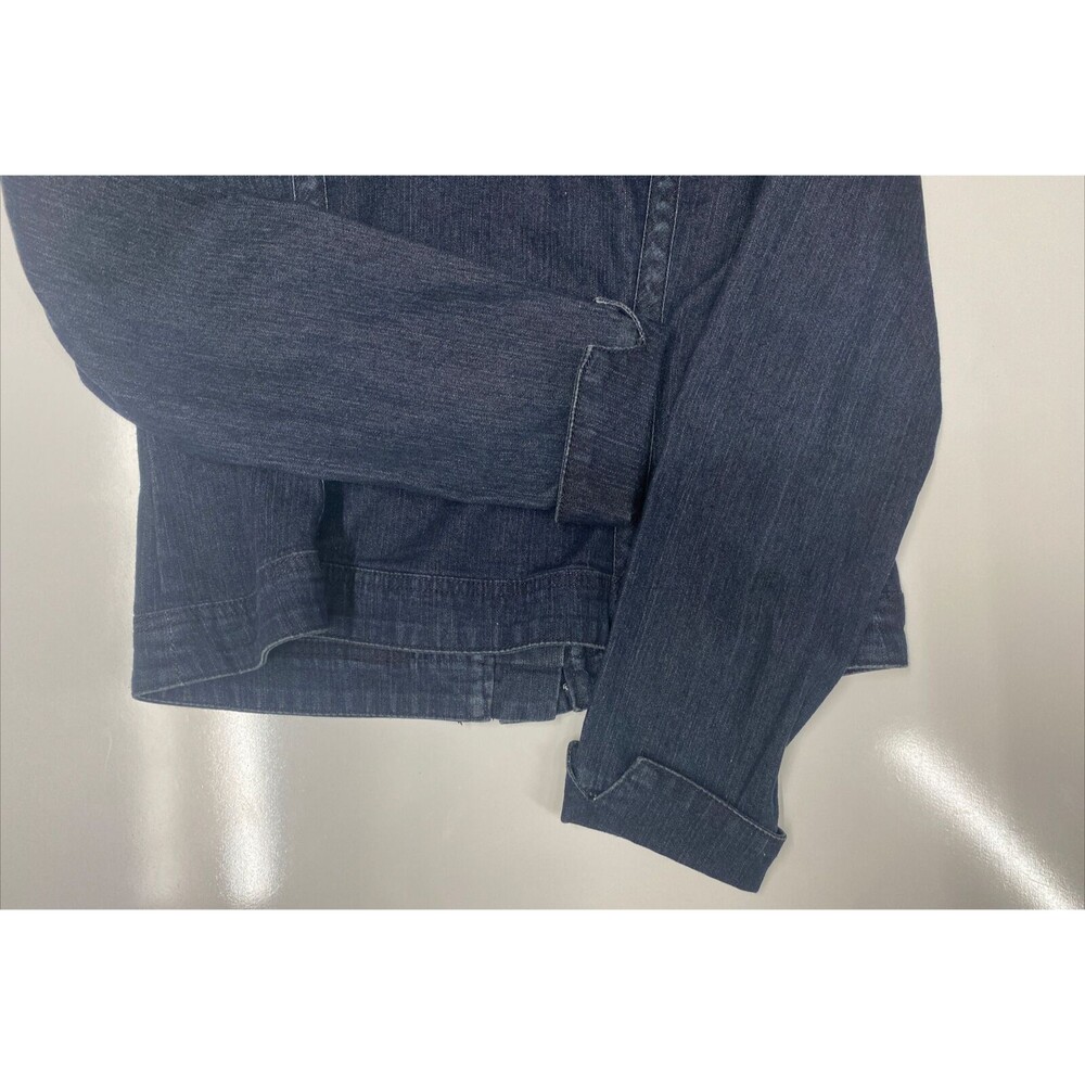 Baccini Denim Jacket Womens Size M Cotton Stretch Ruffled Open Front Dark Wash - Picture 10 of 12